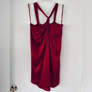 NWT Banana Republic red silk stretch halter dress 10P